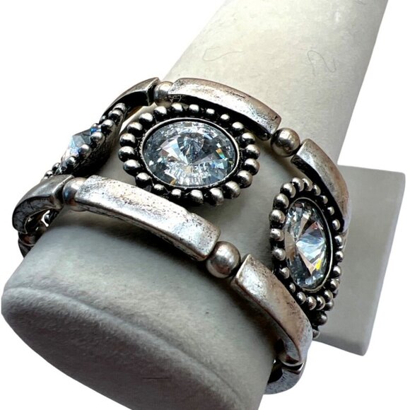 Stainless Steel Feather Necklace & Rhinestone Bracelet Set. B95 - Picture 9 of 12